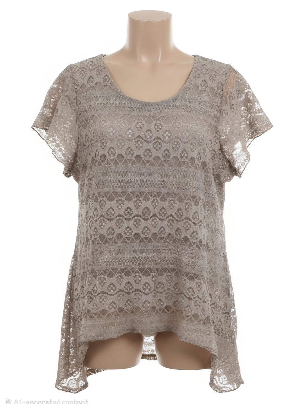 Shannon Ford-Lace Blouse in Taupe